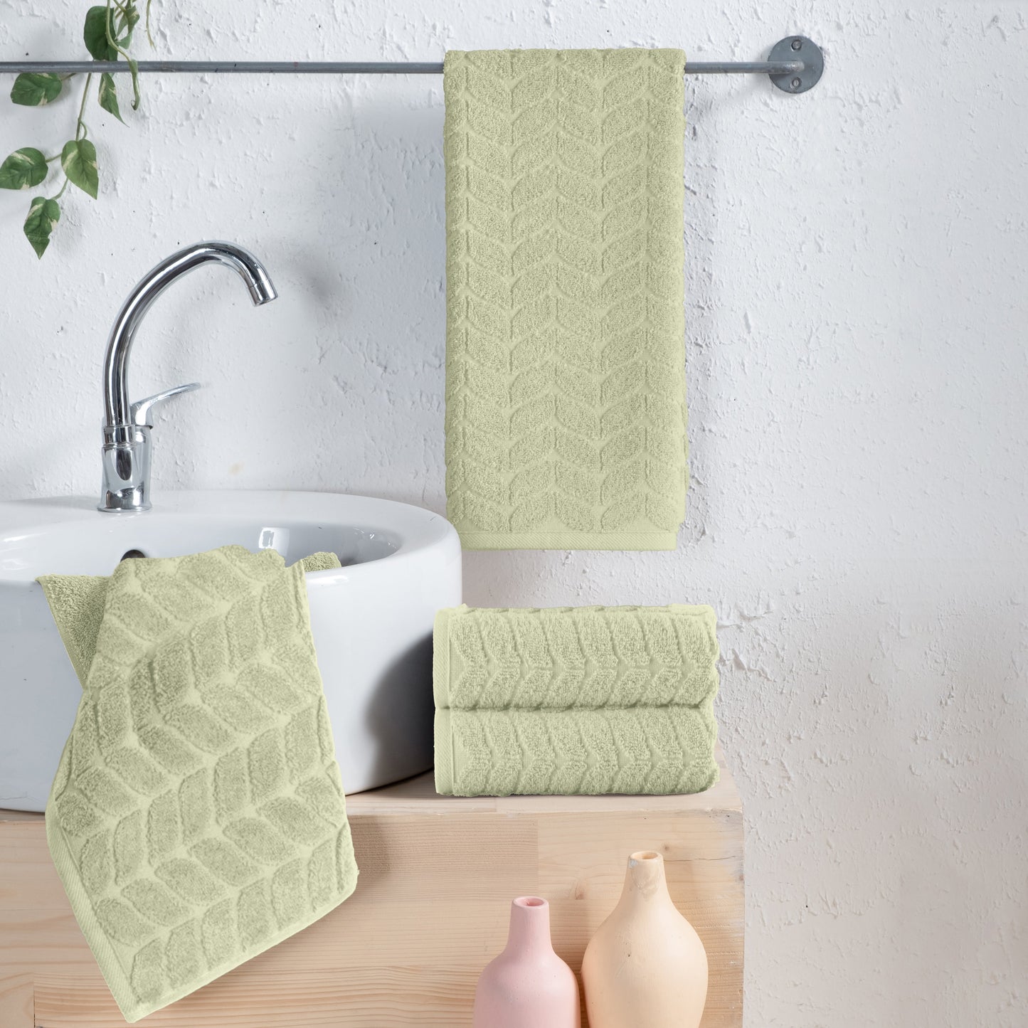 Mocassi 4-Pack Premium Turkish Cotton Braided Hand Towel Set, 16 x 28 inch