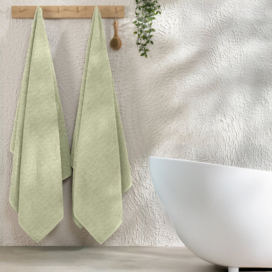Mocassi 2-Pack Premium Turkish Cotton Braided Bath Towel Set, 27 x 54 inch