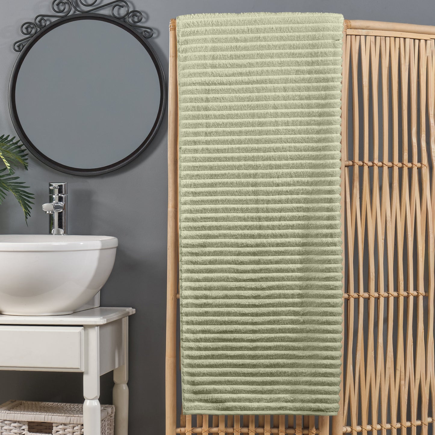 Mocassi 1-Piece Premium Turkish Cotton Corduroy Stripe Oversized Bath Sheet Towel 40 x 80 Inch