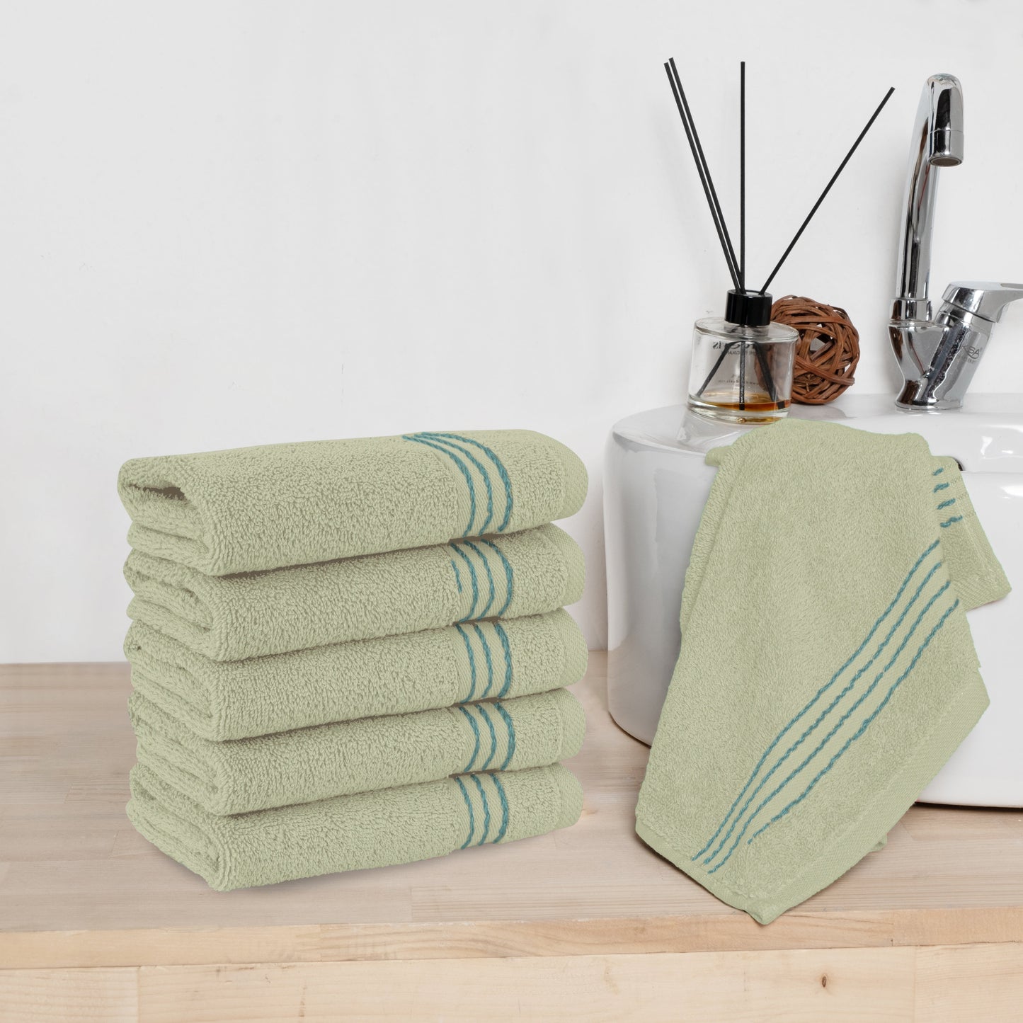 Mocassi 6 Pack Premium Turkish Cotton Washcloths Set, 13 x 13 inch