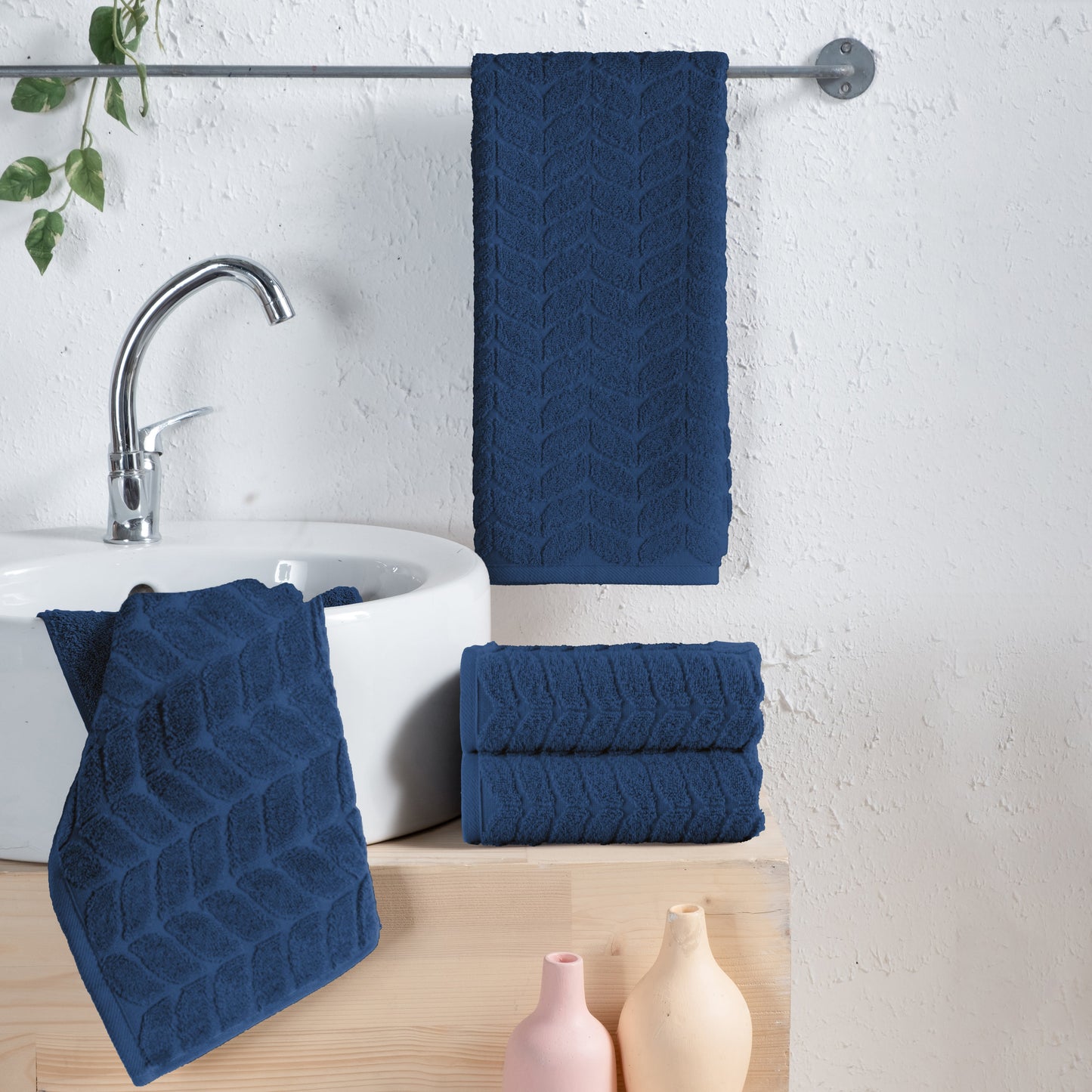 Mocassi 4-Pack Premium Turkish Cotton Braided Hand Towel Set, 16 x 28 inch