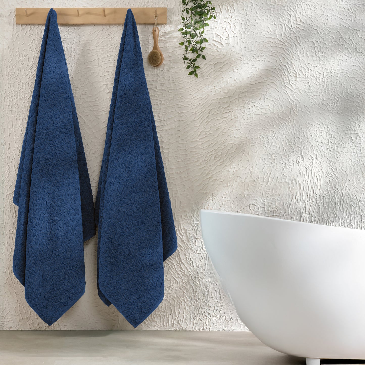Mocassi 2-Pack Premium Turkish Cotton Braided Bath Towel Set, 27 x 54 inch