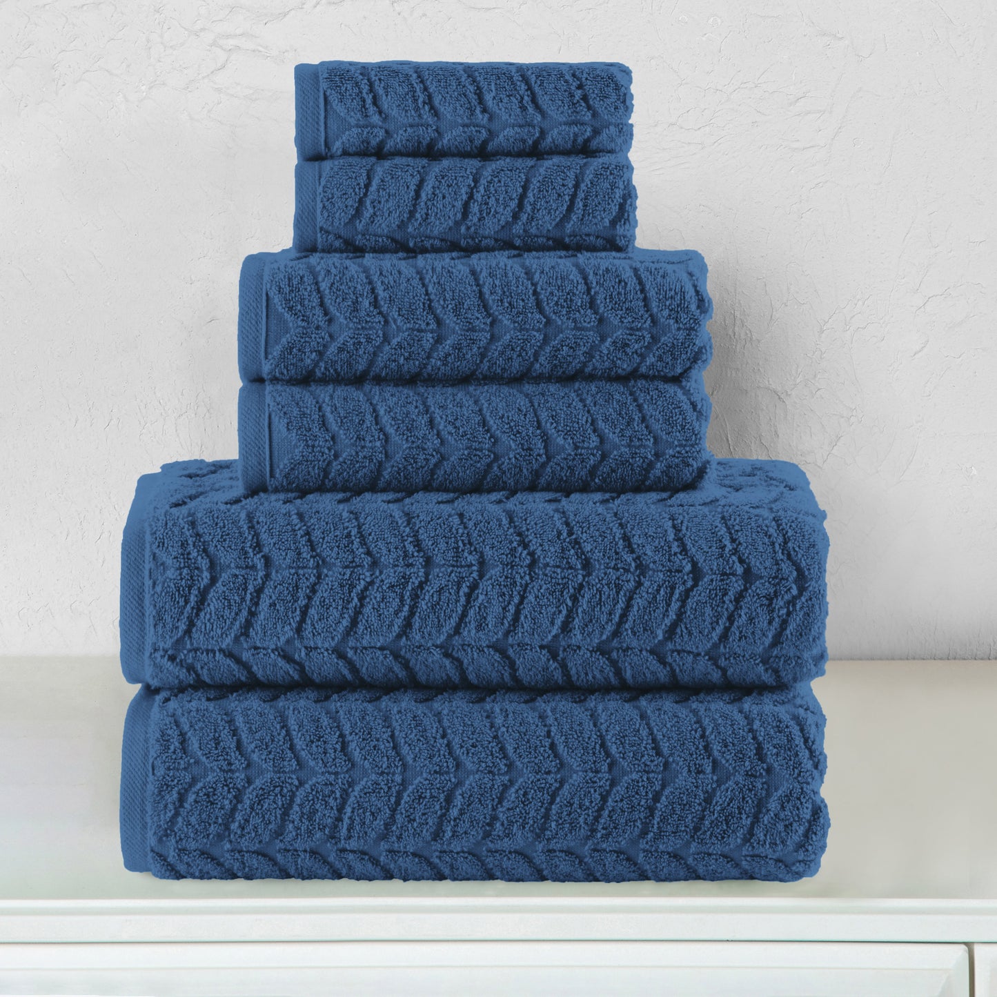 Mocassi 6-Piece Turkish Cotton Braided Towel Set, 2 Washcloths, 2 Hand Towels and 2 Bath Towels