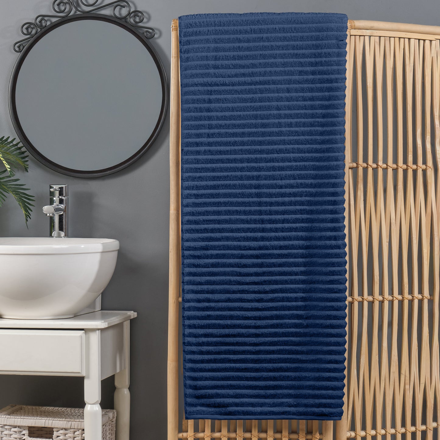 Mocassi 1-Piece Premium Turkish Cotton Corduroy Stripe Oversized Bath Sheet Towel 40 x 80 Inch