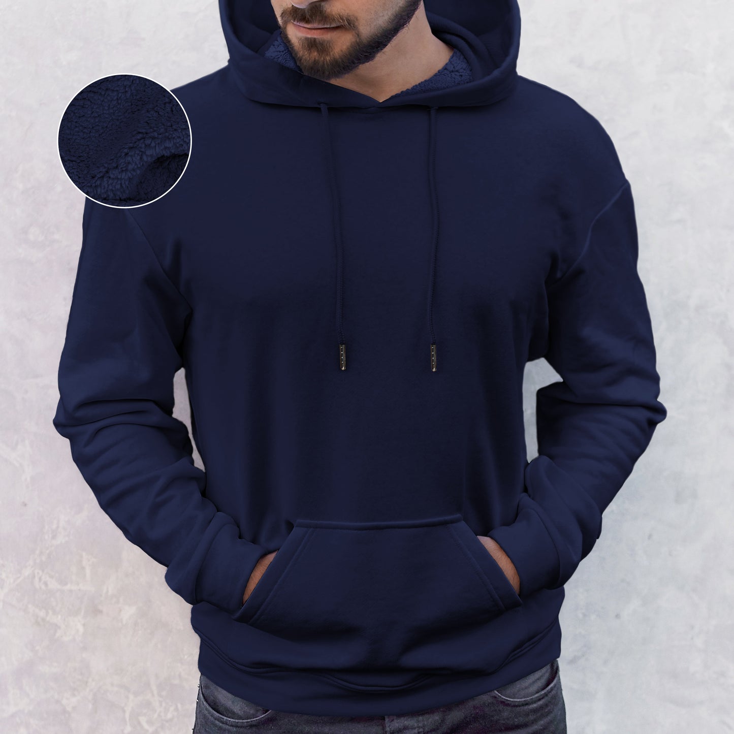 Mocassi Men Casual Sherpa-Lined Cotton Hoodie