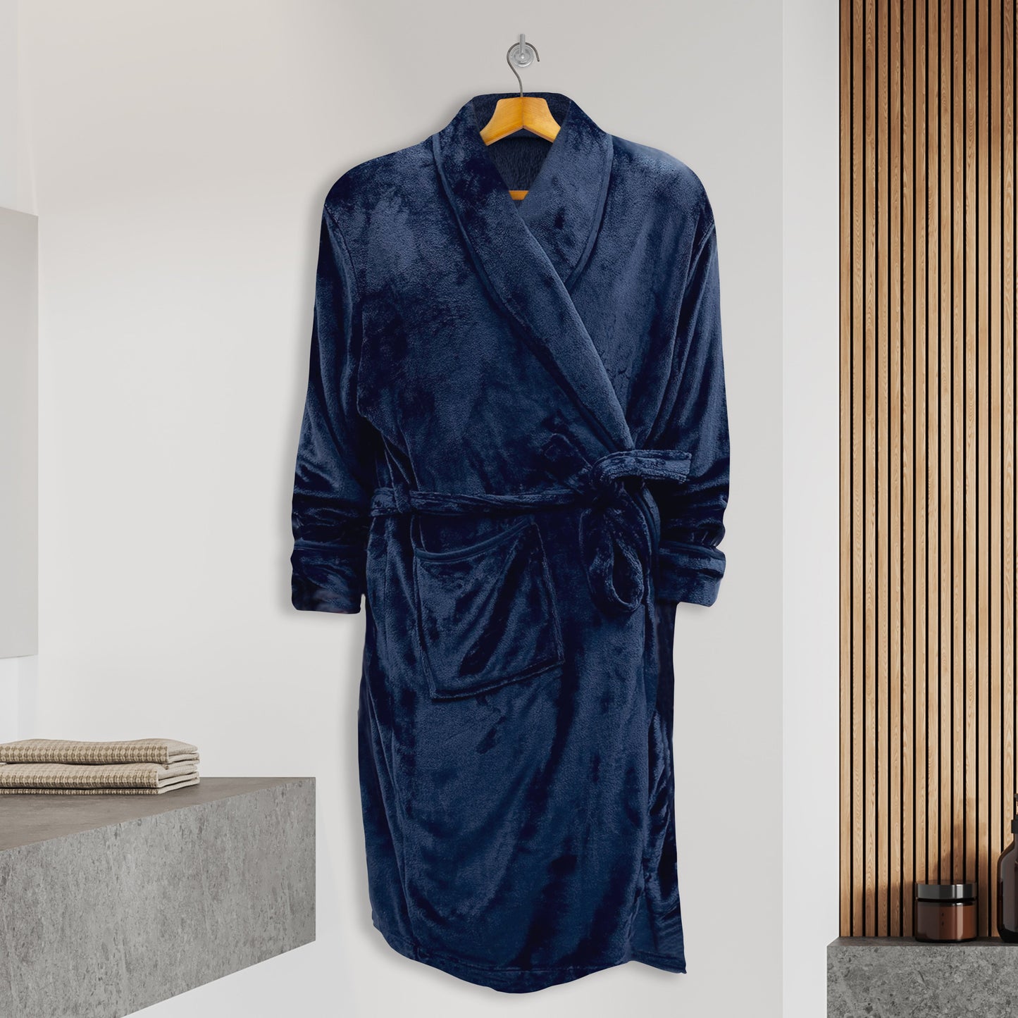 Mocassi Men Shawl Collar Velvet Fleece Long Bathrobe