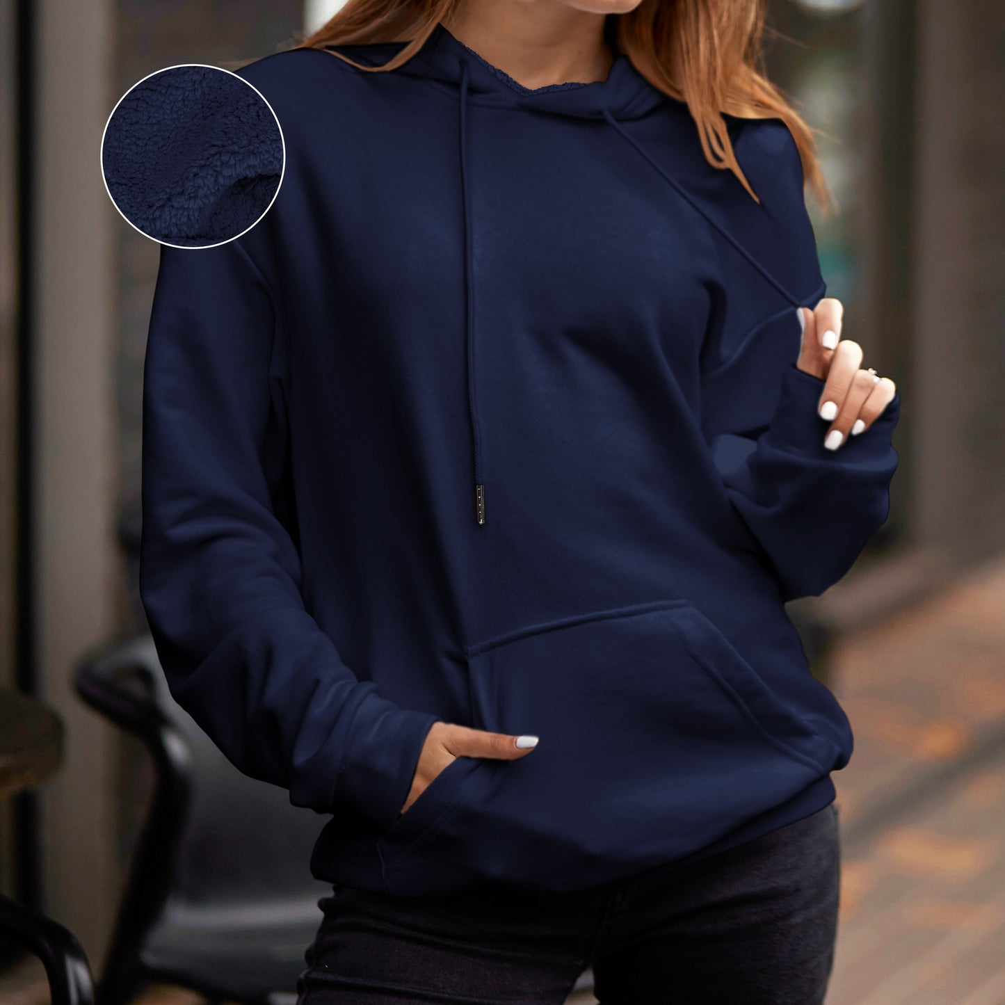 Mocassi Women Casual Sherpa-Lined Cotton Hoodie