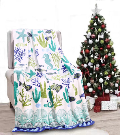 Mocassi Holiday Throw - Velvet Touch Printed Fleece  50 x 60inch.