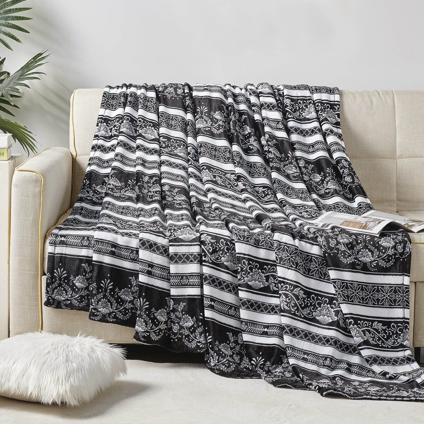 Mocassi Printed Bed or Oversized Couch Blanket - Lightweight for All Season Warmth