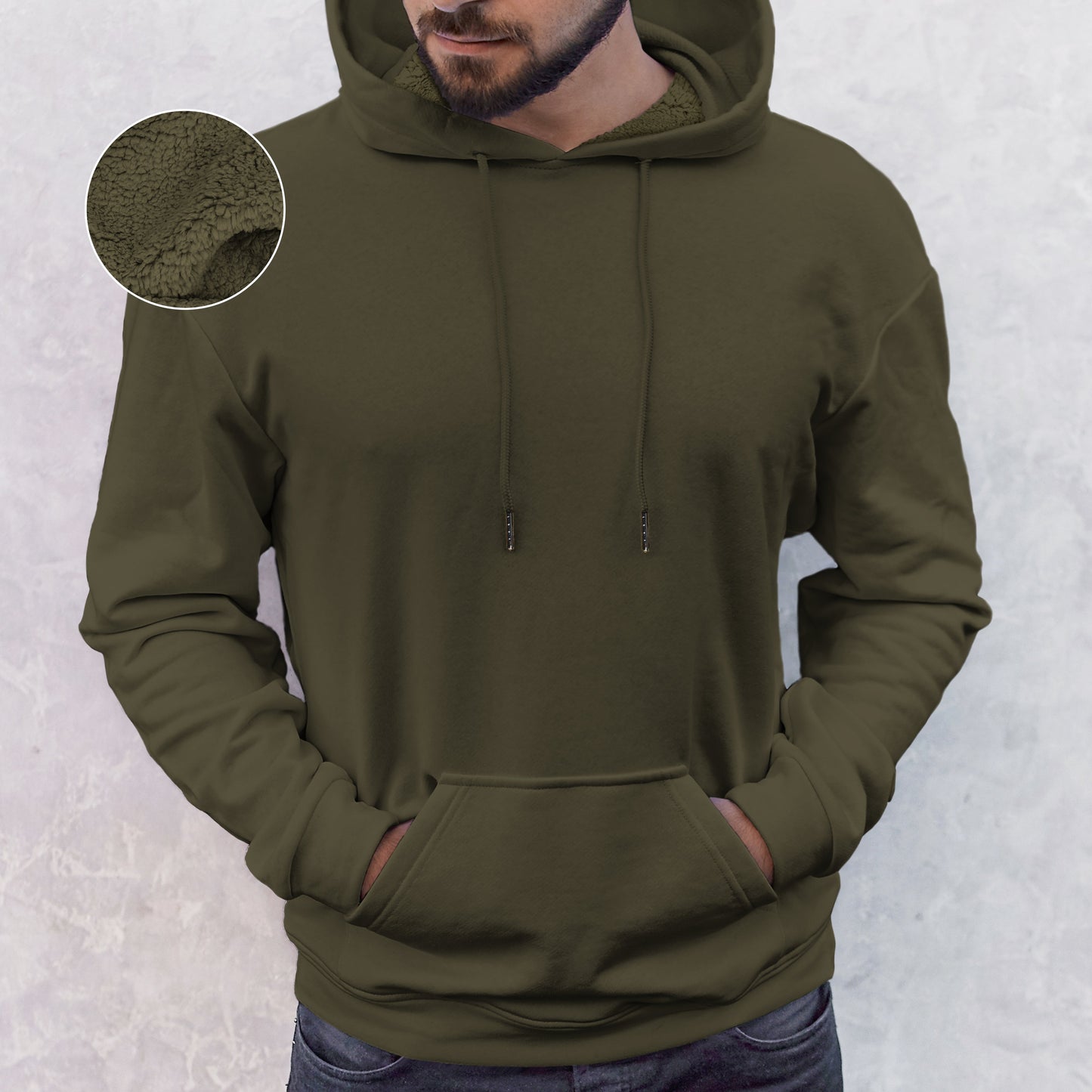 Mocassi Men Casual Sherpa-Lined Cotton Hoodie