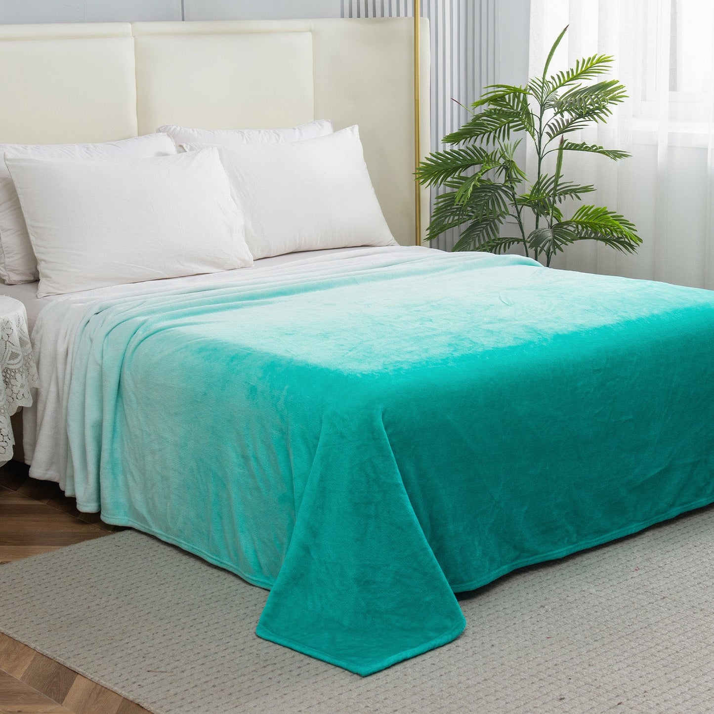 Mocassi Ombre Printed Velour Fleece Blanket - Velvety Feel