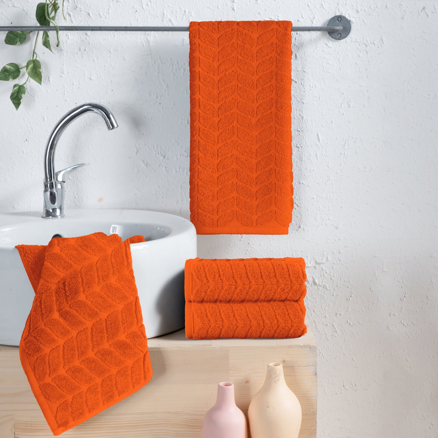 Mocassi 4-Pack Premium Turkish Cotton Braided Hand Towel Set, 16 x 28 inch