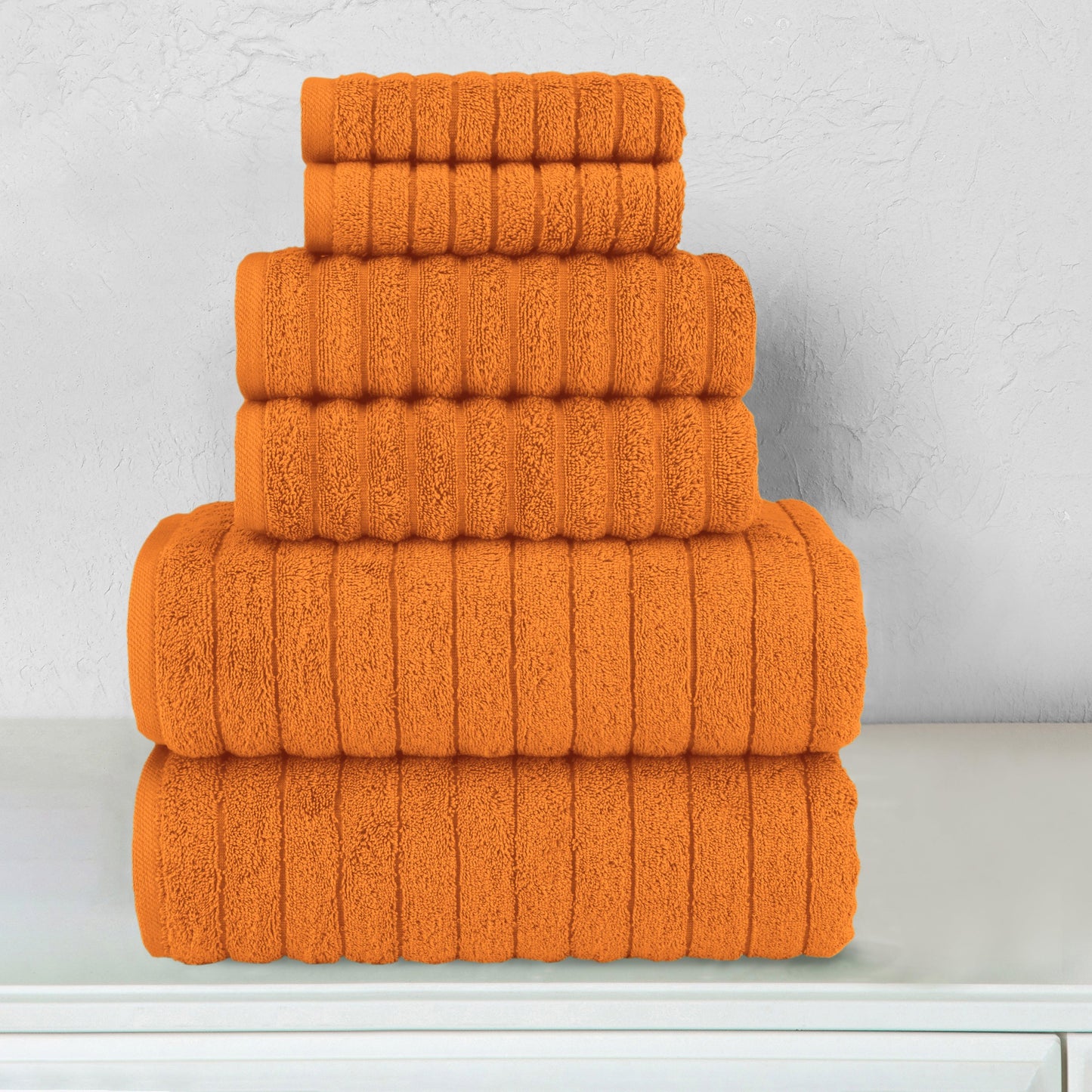 Mocassi 6-Piece Turkish Cotton Corduroy Towel Set, 2 Washcloths, 2 Hand Towels and 2 Bath Towels