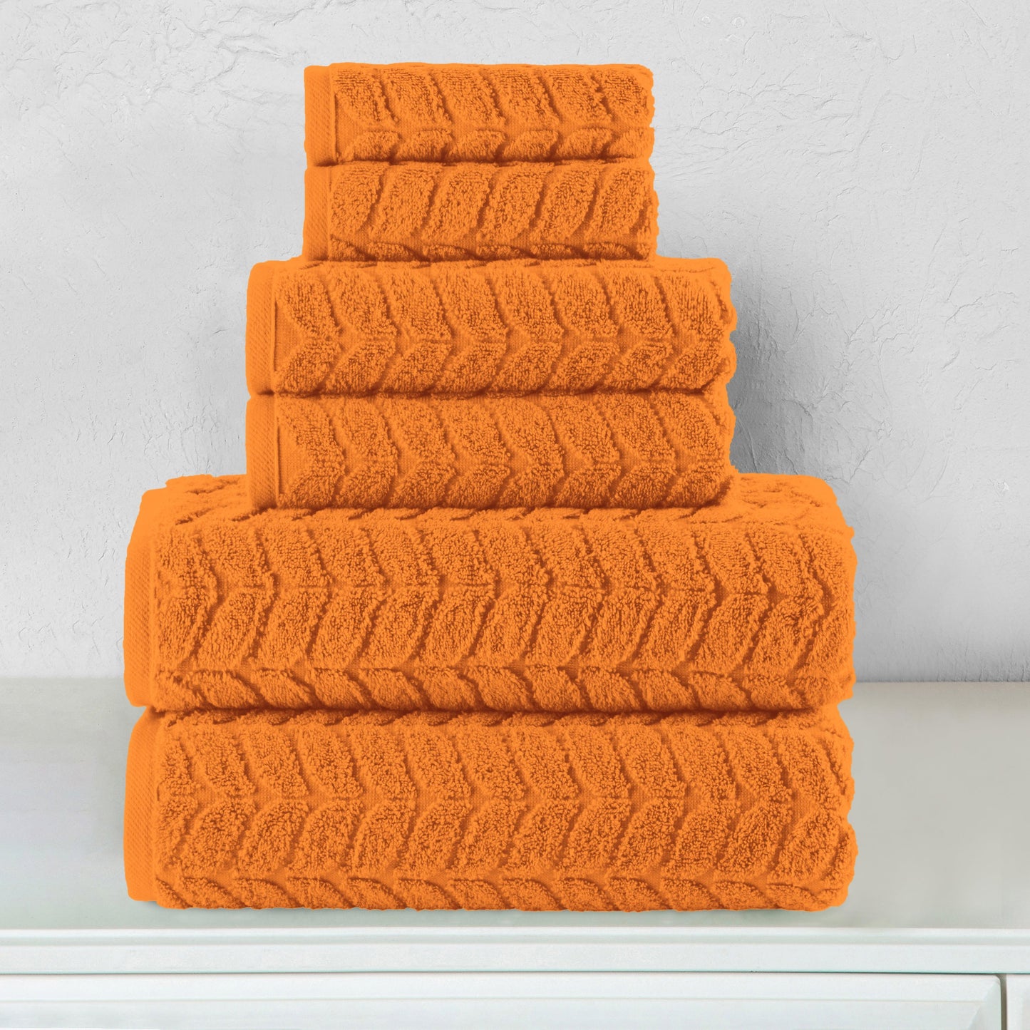 Mocassi 6-Piece Turkish Cotton Braided Towel Set, 2 Washcloths, 2 Hand Towels and 2 Bath Towels