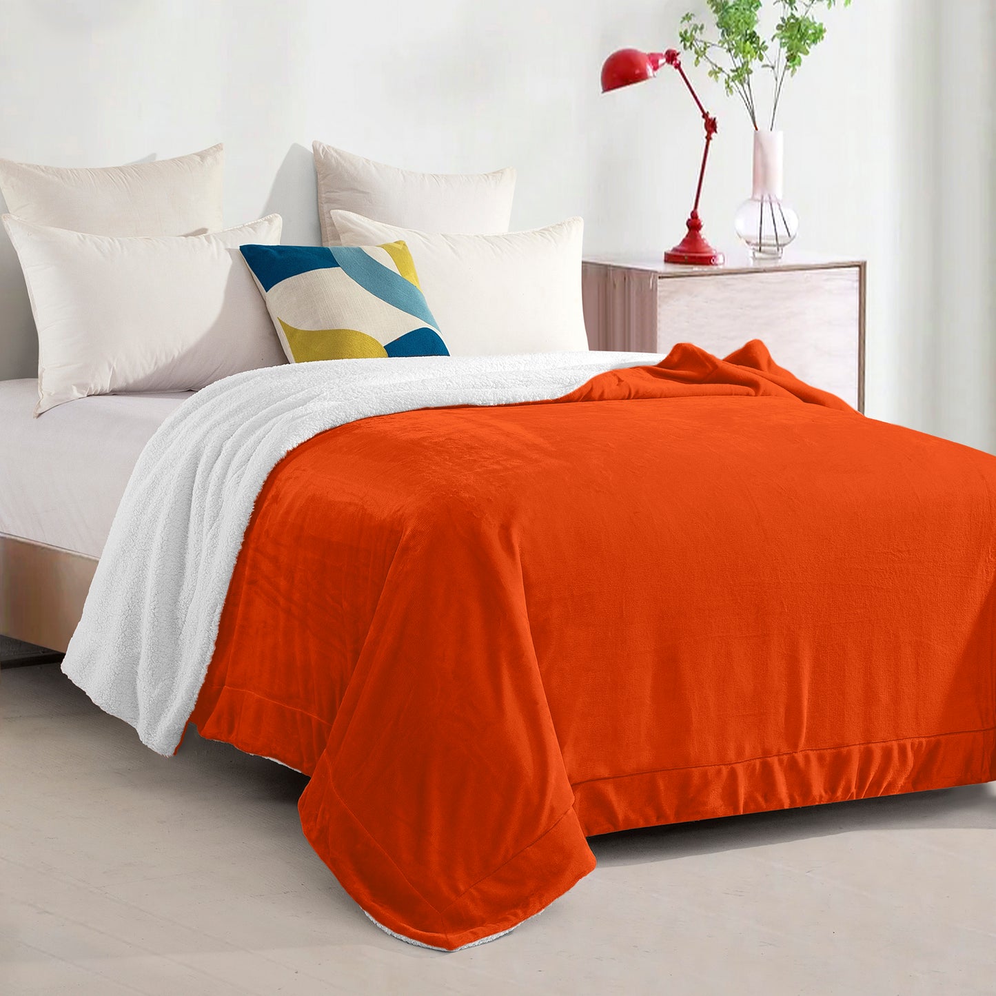 Mocassi Reversible Sherpa Throw 50" x 60" - Sherpa Back Throw Blanket