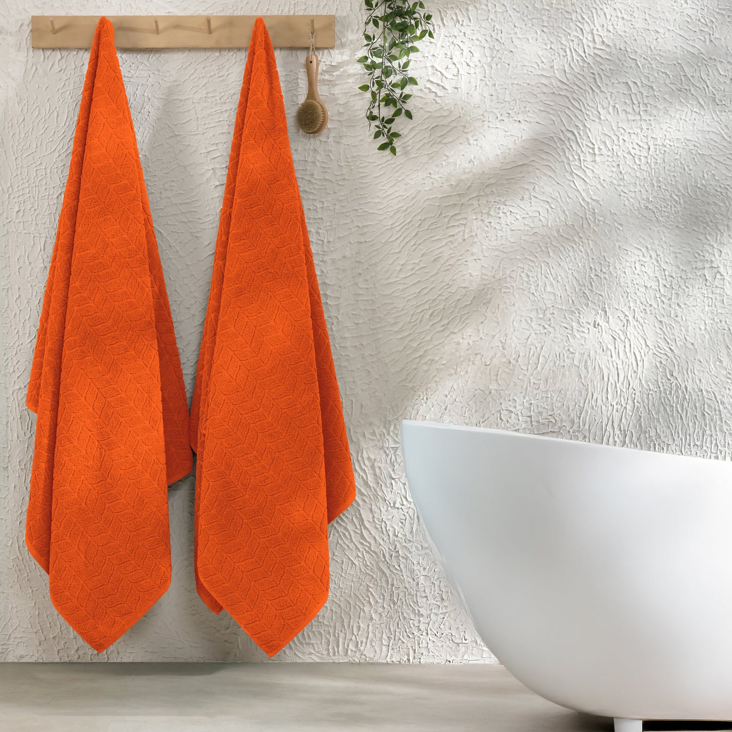 Mocassi 2-Pack Premium Turkish Cotton Braided Bath Towel Set, 27 x 54 inch