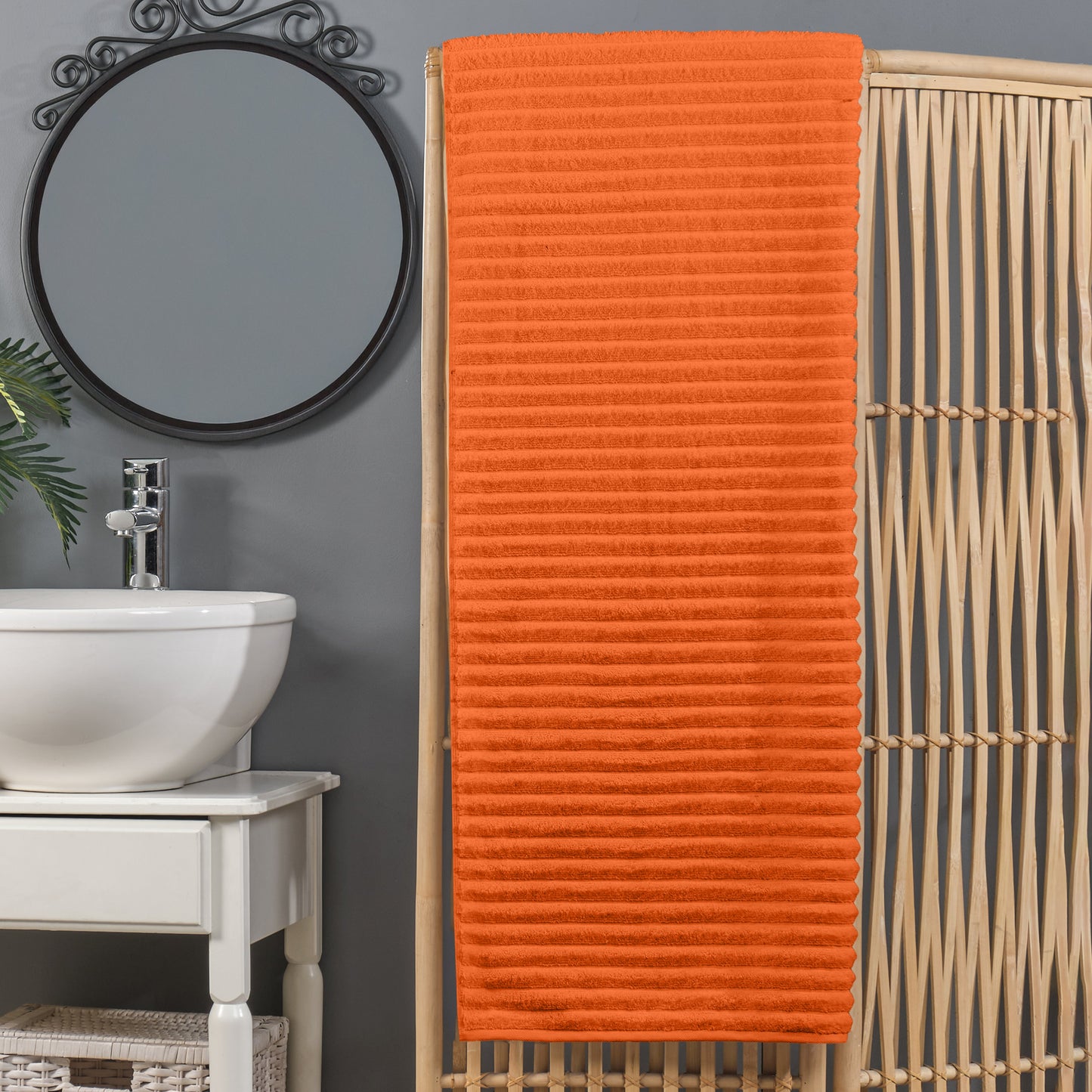 Mocassi 1-Piece Premium Turkish Cotton Corduroy Stripe Oversized Bath Sheet Towel 40 x 80 Inch