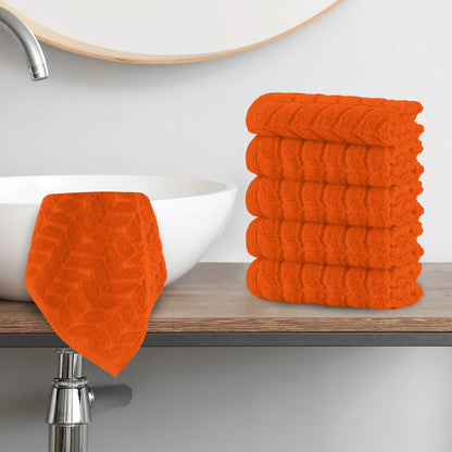 Mocassi 6-Pack Premium Turkish Cotton Braided Washcloths Set, 13 x 13 inch