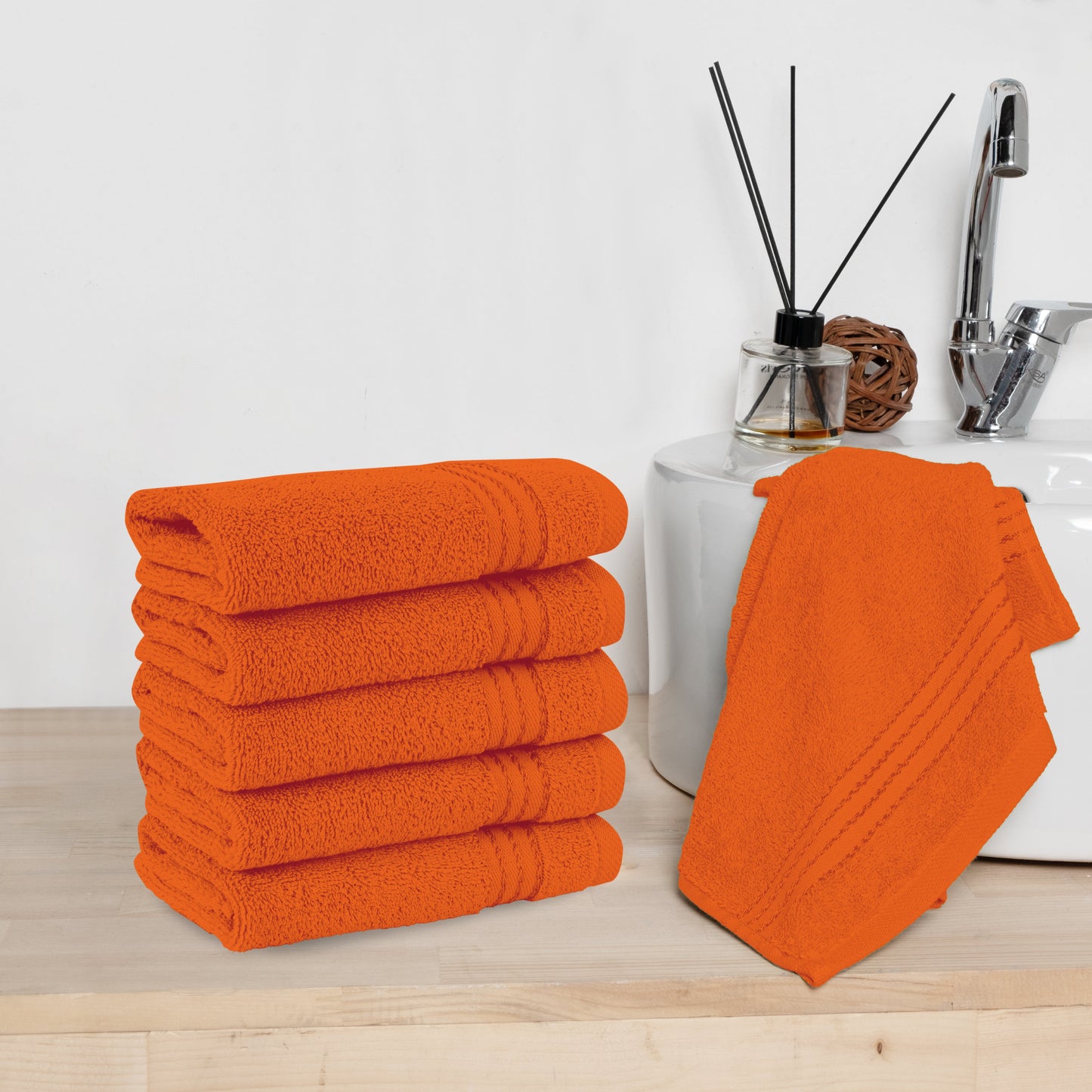 Mocassi 6 Pack Premium Turkish Cotton Washcloths Set, 13 x 13 inch