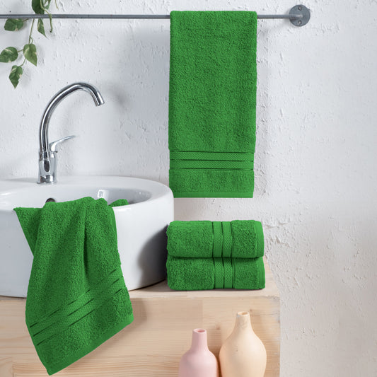 Mocassi 4 Pack Turkish Cotton Three Line Popcorn Hand Towel Set, 16 x 28 inch