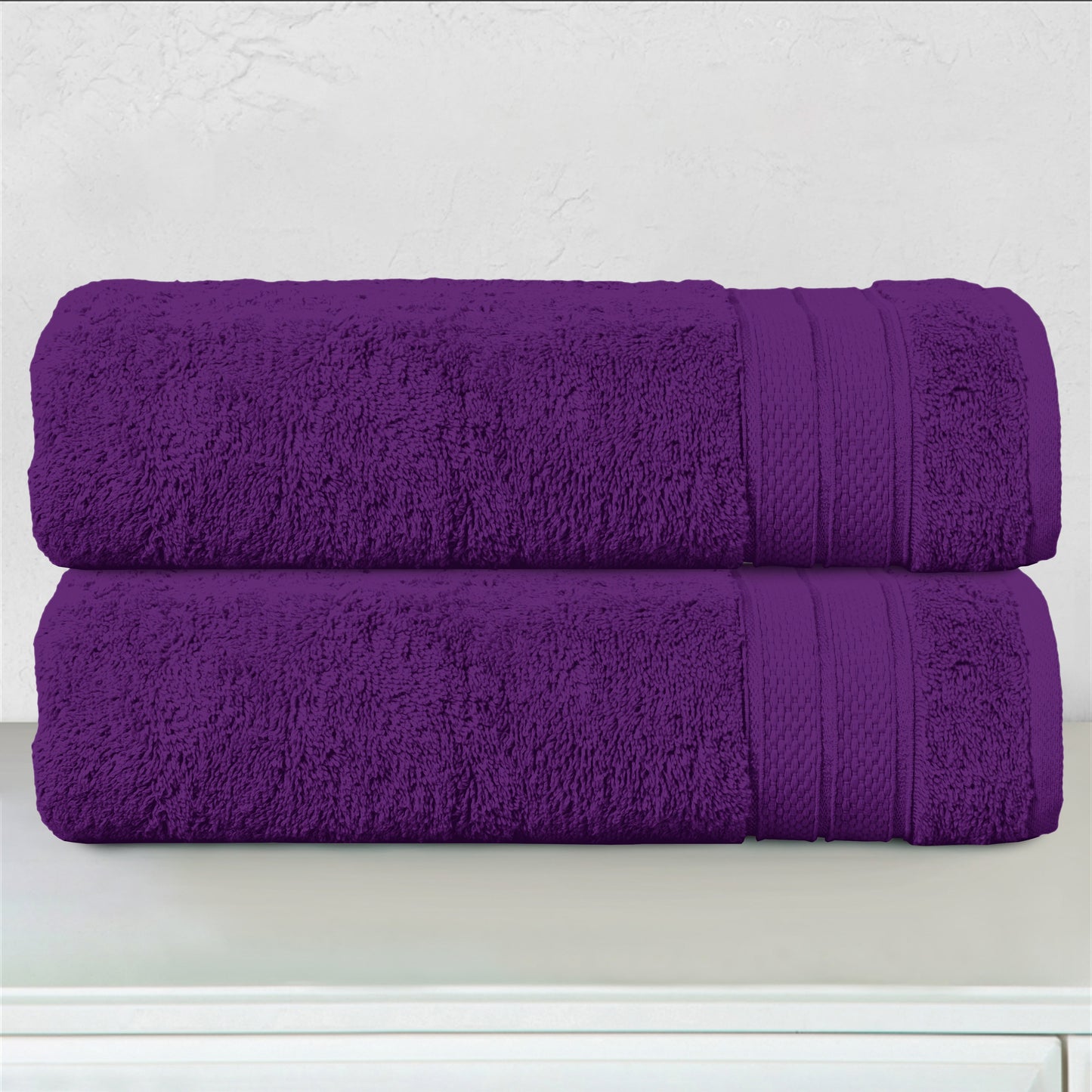 Mocassi 2-Piece Turkish Cotton Three Line Popcorn Bath Towel Set, 27 x 54 inch