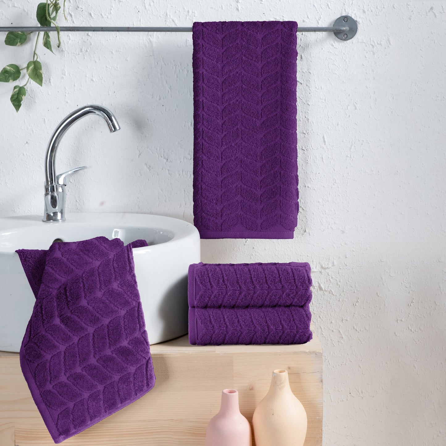 Mocassi 4-Pack Premium Turkish Cotton Braided Hand Towel Set, 16 x 28 inch