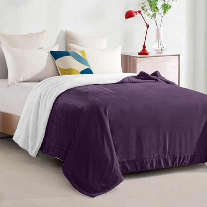 Mocassi Reversible Sherpa Throw 50" x 60" - Sherpa Back Throw Blanket