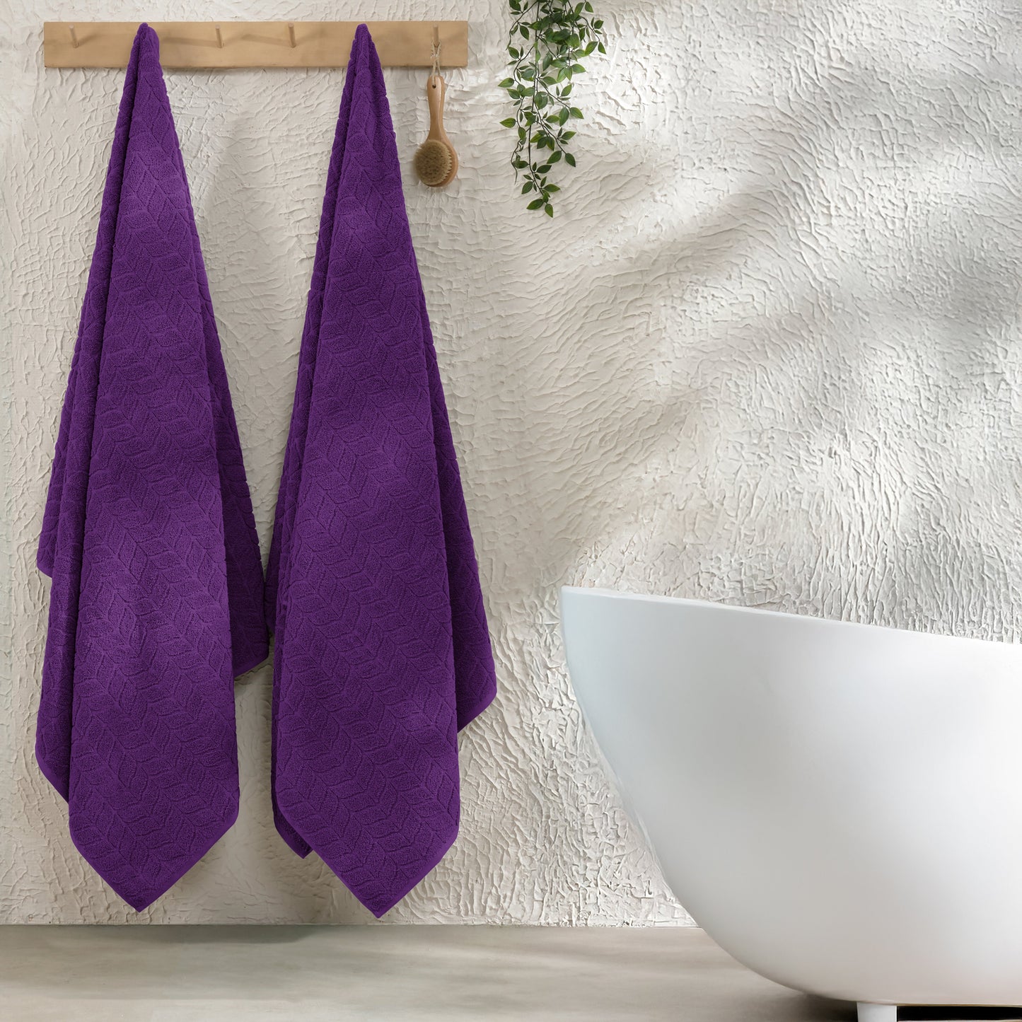 Mocassi 2-Pack Premium Turkish Cotton Braided Bath Towel Set, 27 x 54 inch