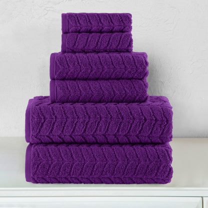 Mocassi 6-Piece Turkish Cotton Braided Towel Set, 2 Washcloths, 2 Hand Towels and 2 Bath Towels