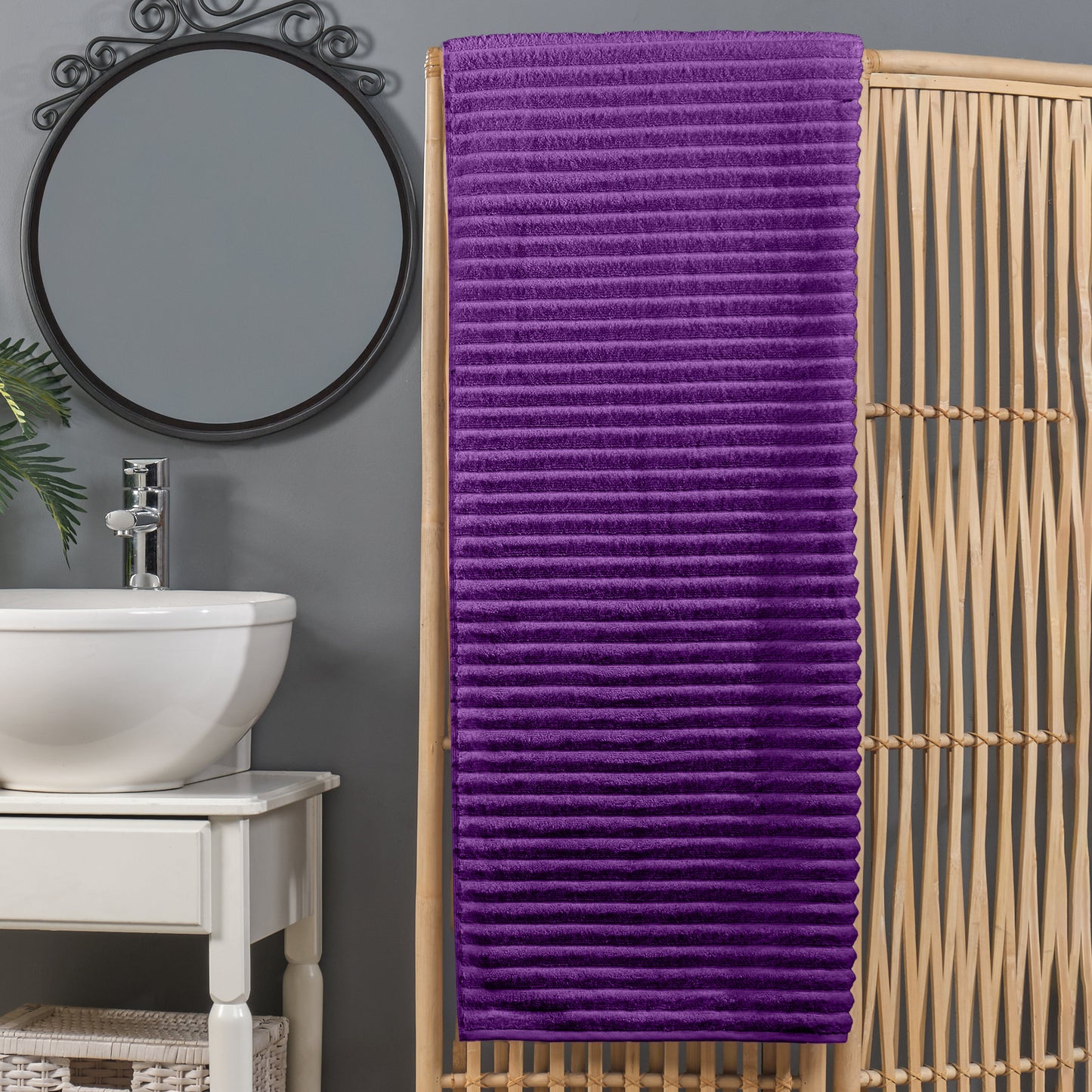 Mocassi 1-Piece Premium Turkish Cotton Corduroy Stripe Oversized Bath Sheet Towel 40 x 80 Inch