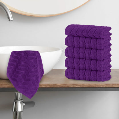 Mocassi 6-Pack Premium Turkish Cotton Braided Washcloths Set, 13 x 13 inch