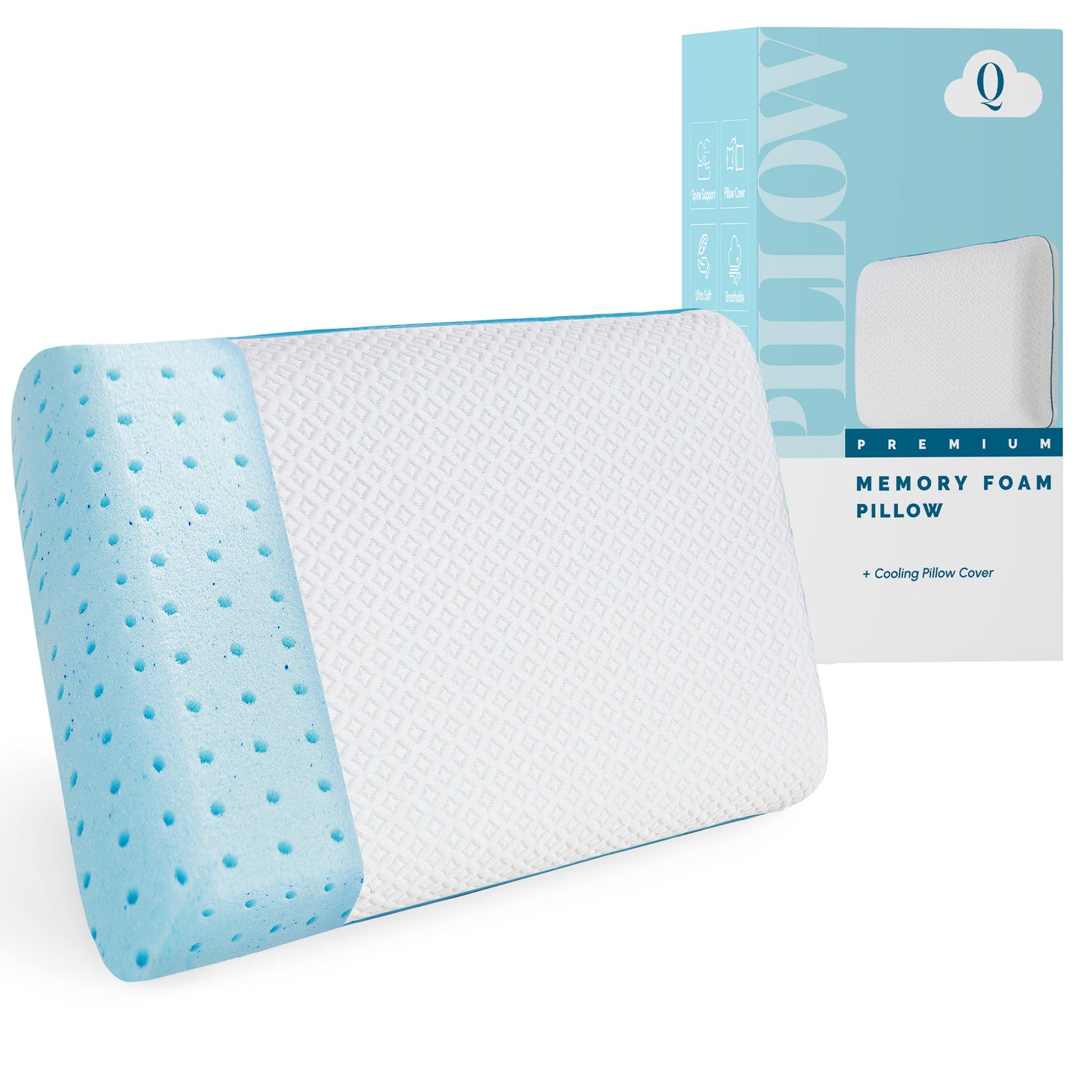 Mocassi Cooling Memory Foam Pillow, Gel-Infused Filling