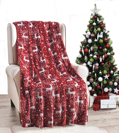 Mocassi Holiday Throw - Velvet Touch Printed Fleece  50 x 60inch.