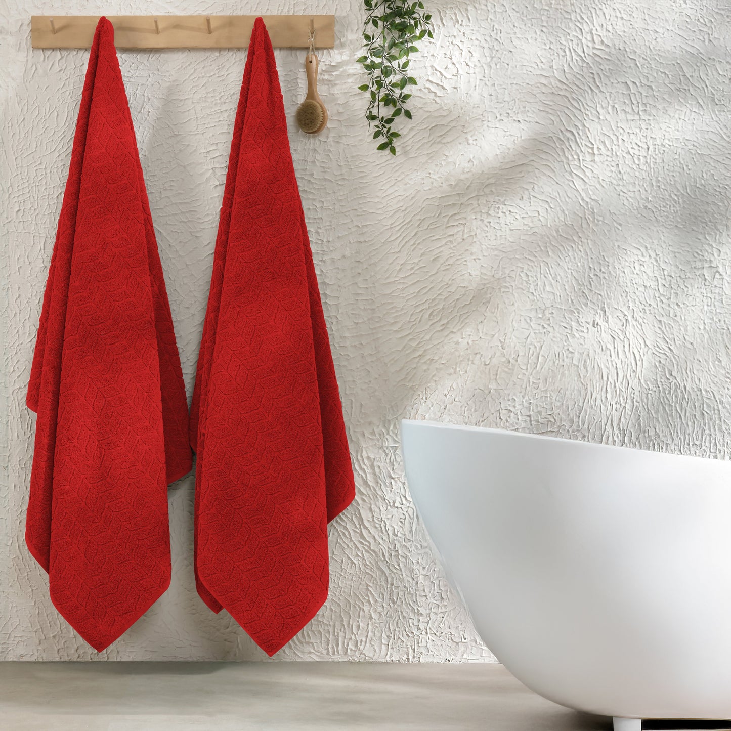 Mocassi 2-Pack Premium Turkish Cotton Braided Bath Towel Set, 27 x 54 inch
