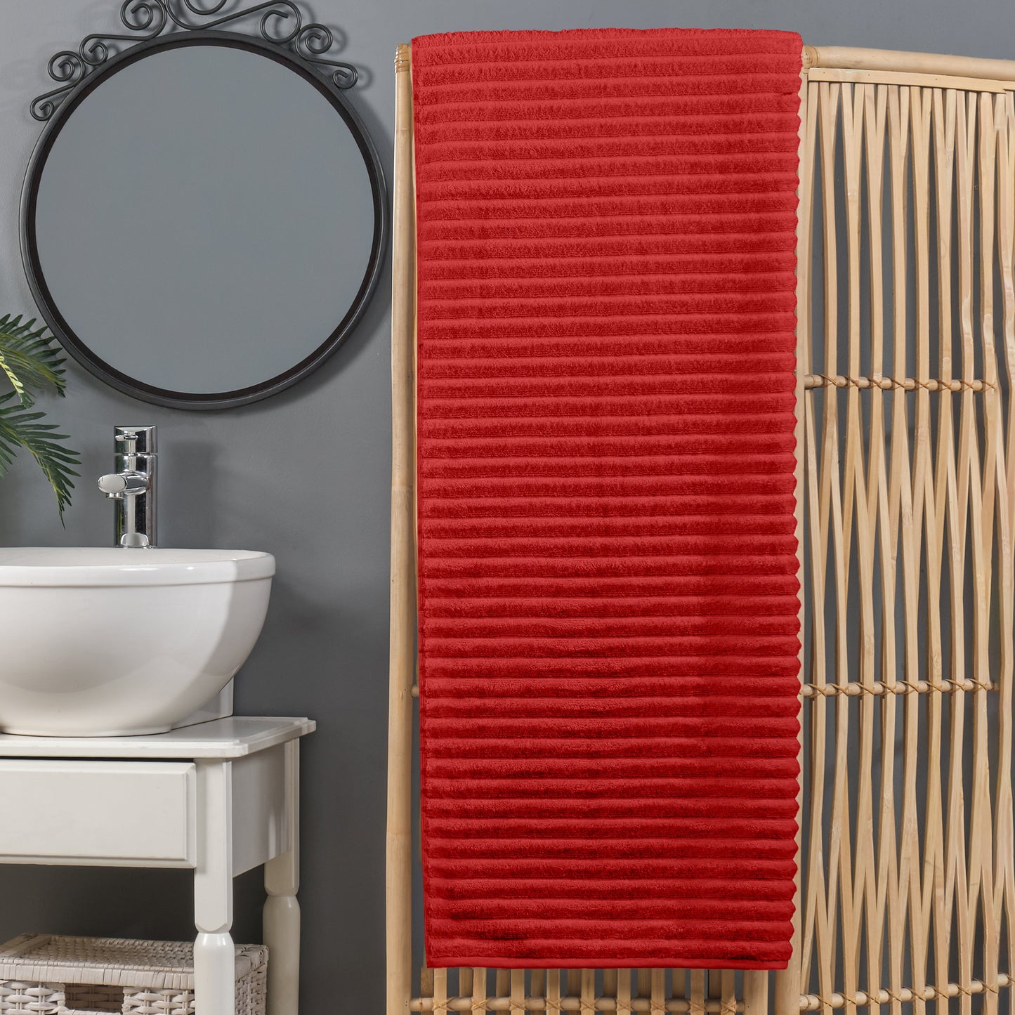 Mocassi 1-Piece Premium Turkish Cotton Corduroy Stripe Oversized Bath Sheet Towel 40 x 80 Inch