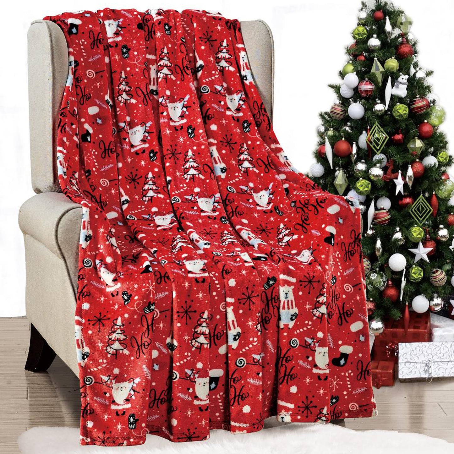 Mocassi Holiday Throw - Velvet Touch Printed Fleece  50 x 60inch.