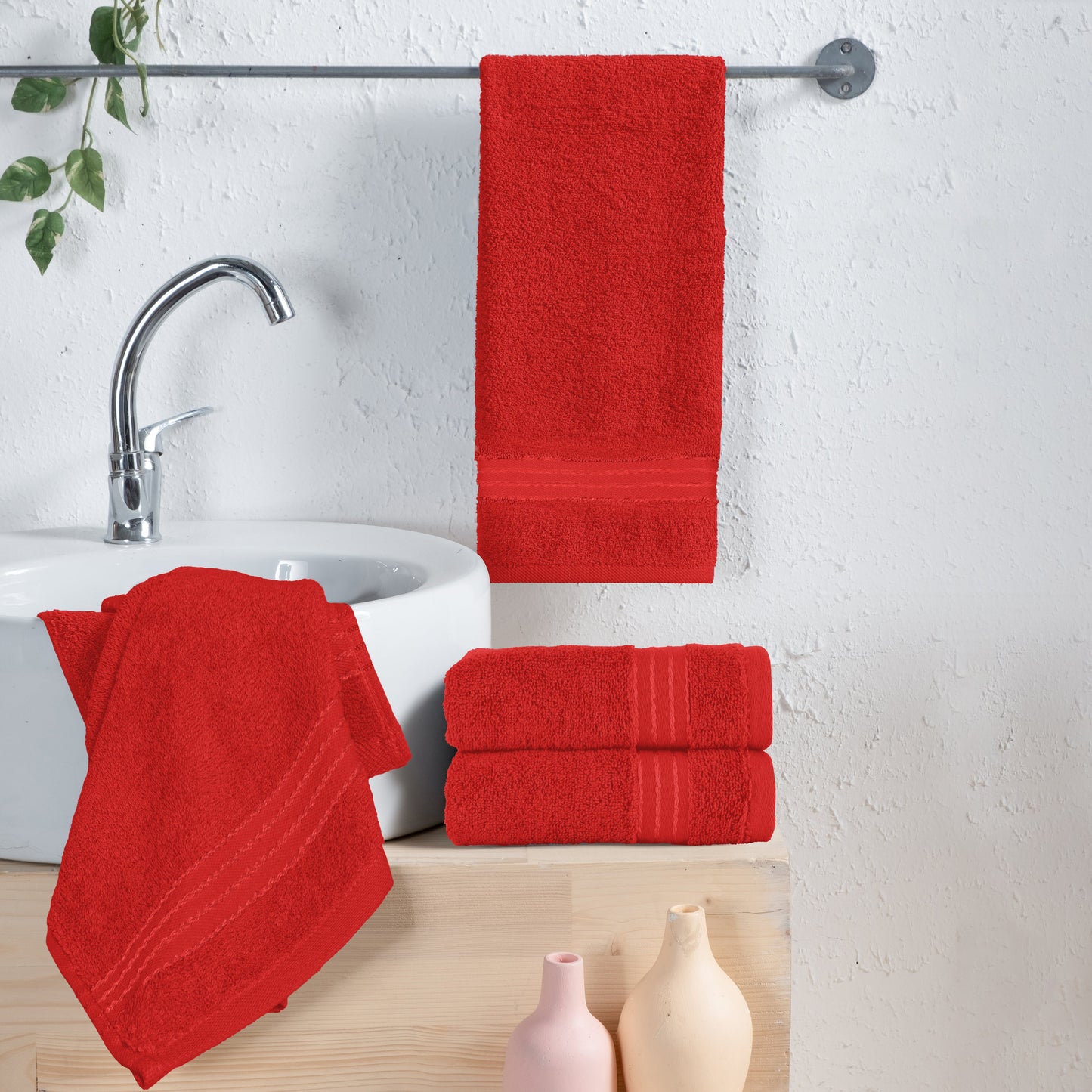 Mocassi 4 Pack Premium Turkish Cotton Hand Towel Set, 16 x 28 inch