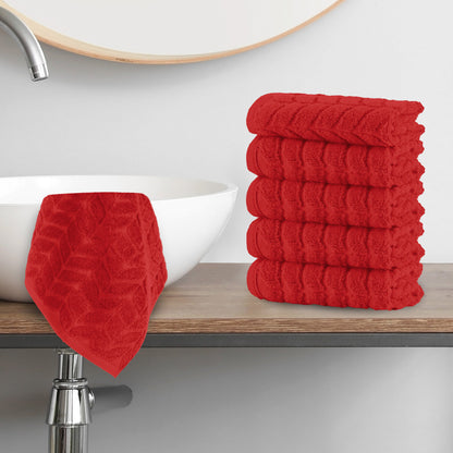 Mocassi 6-Pack Premium Turkish Cotton Braided Washcloths Set, 13 x 13 inch