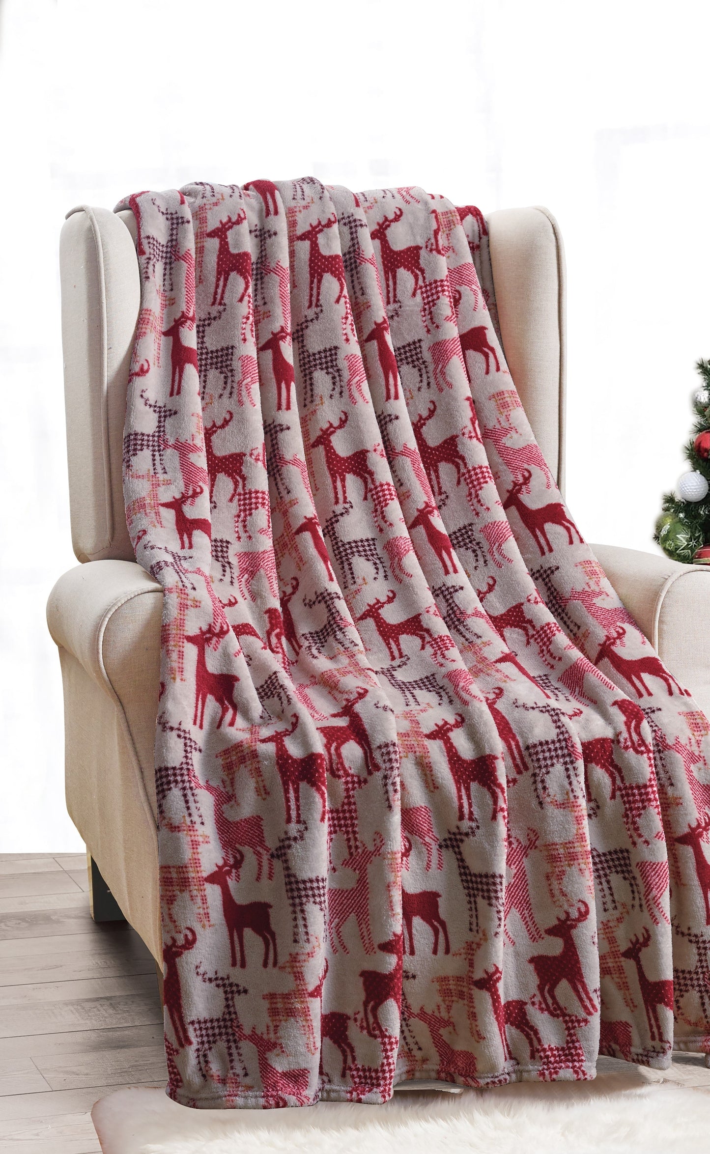 Mocassi Holiday Throw - Velvet Touch Printed Fleece  50 x 60inch.