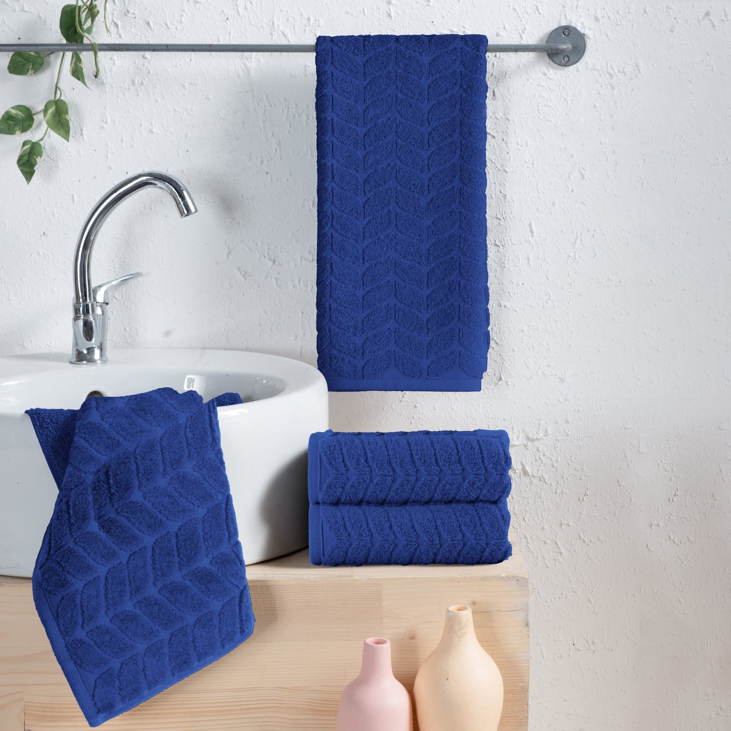 Mocassi 4-Pack Premium Turkish Cotton Braided Hand Towel Set, 16 x 28 inch