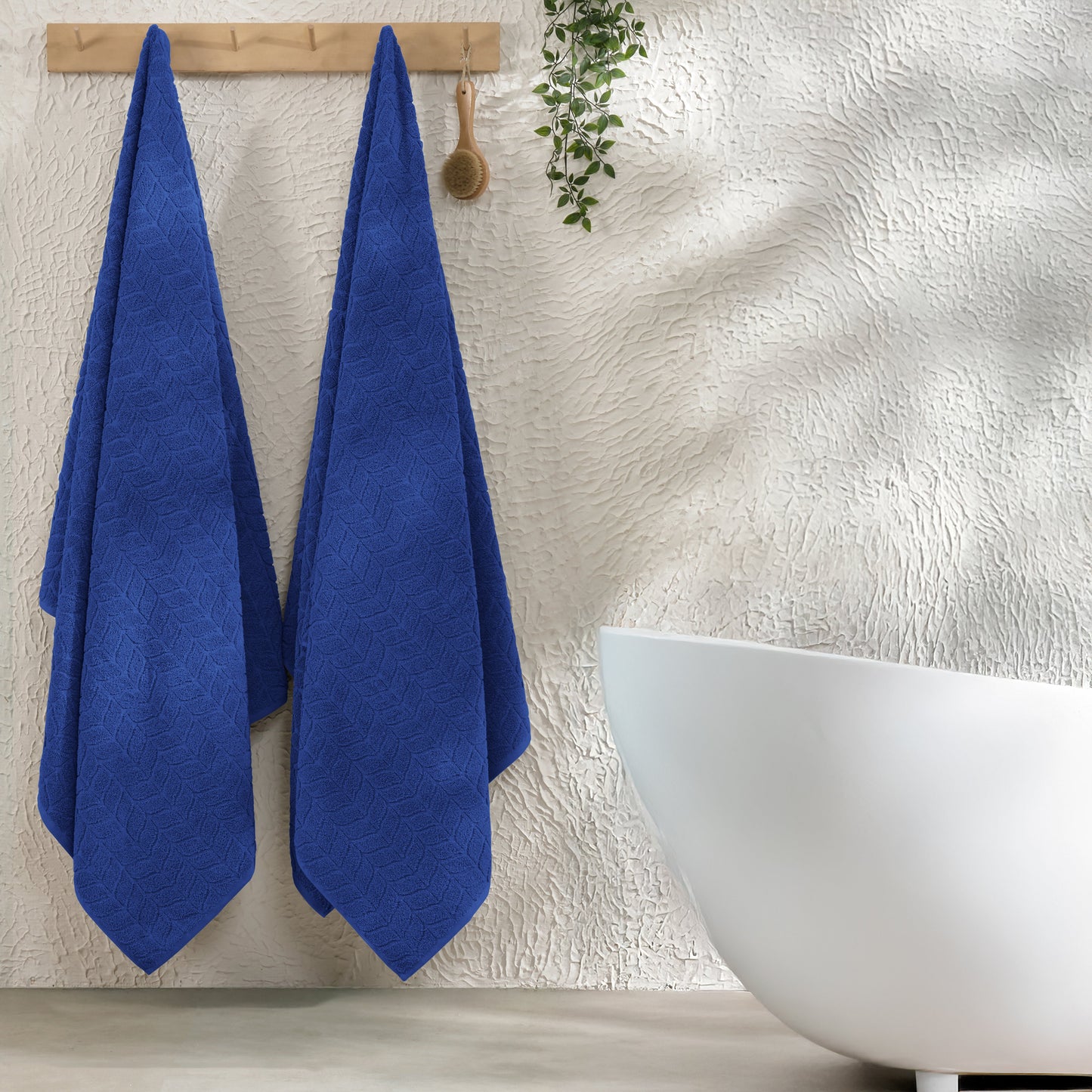 Mocassi 2-Pack Premium Turkish Cotton Braided Bath Towel Set, 27 x 54 inch