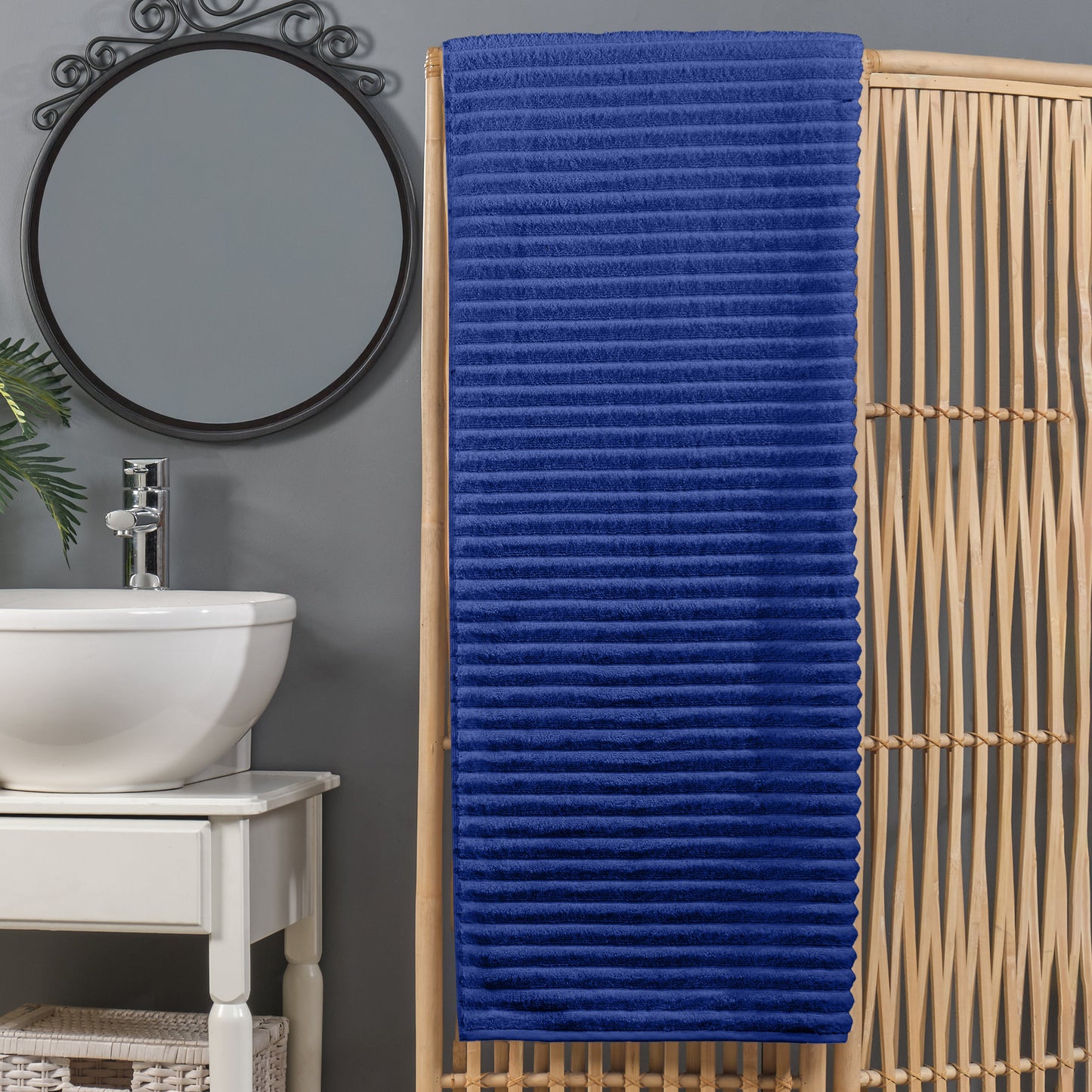 Mocassi 1-Piece Premium Turkish Cotton Corduroy Stripe Oversized Bath Sheet Towel 40 x 80 Inch