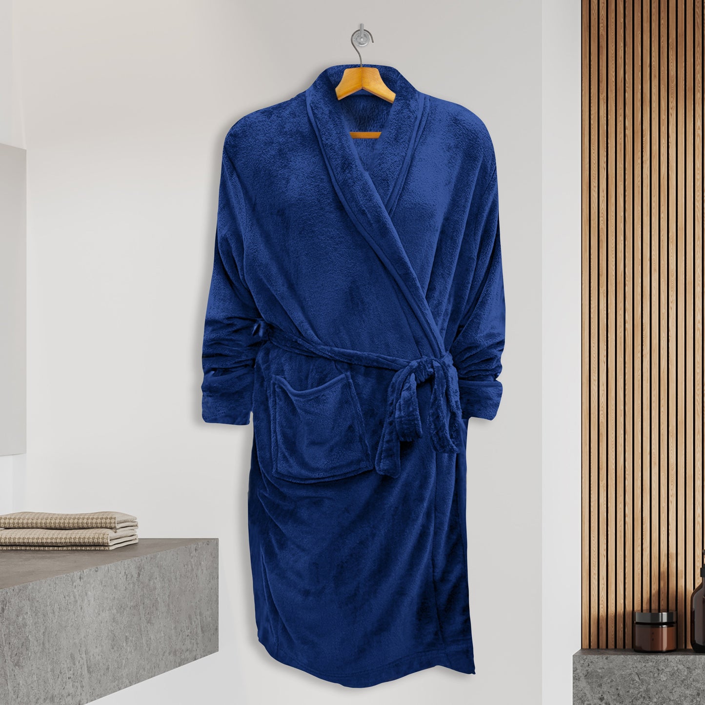 Mocassi Men Shawl Collar Velvet Fleece Long Bathrobe
