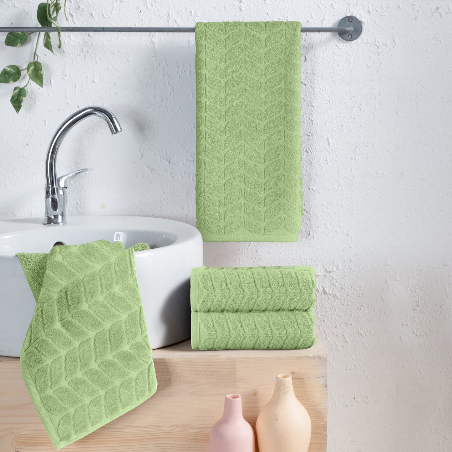 Mocassi 4-Pack Premium Turkish Cotton Braided Hand Towel Set, 16 x 28 inch