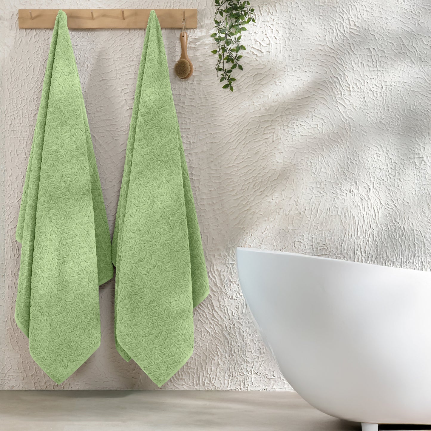 Mocassi 2-Pack Premium Turkish Cotton Braided Bath Towel Set, 27 x 54 inch