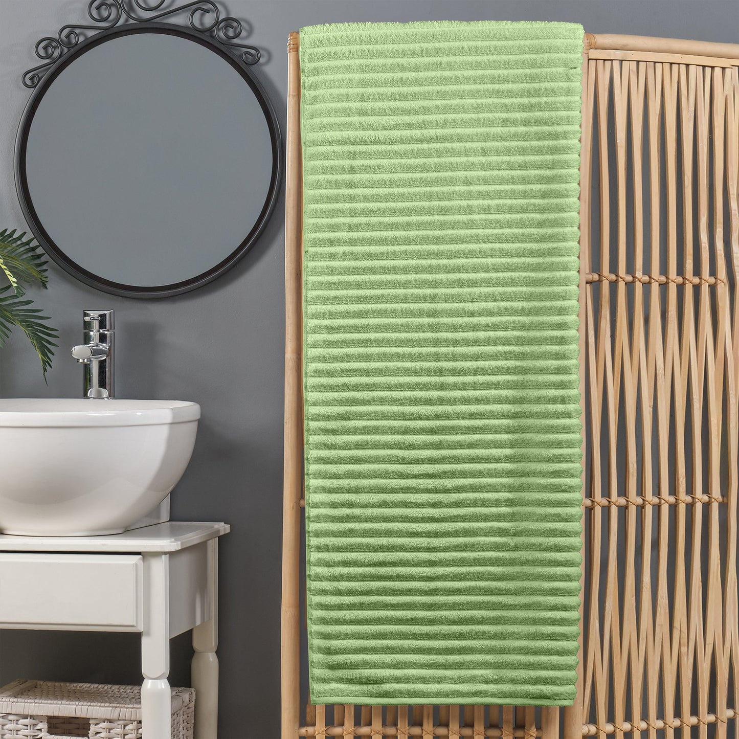 Mocassi 1-Piece Premium Turkish Cotton Corduroy Stripe Oversized Bath Sheet Towel 40 x 80 Inch