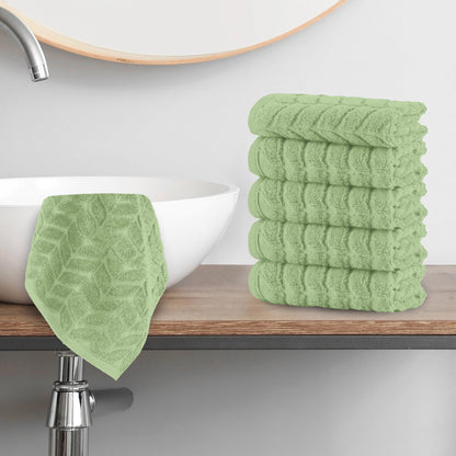 Mocassi 6-Pack Premium Turkish Cotton Braided Washcloths Set, 13 x 13 inch