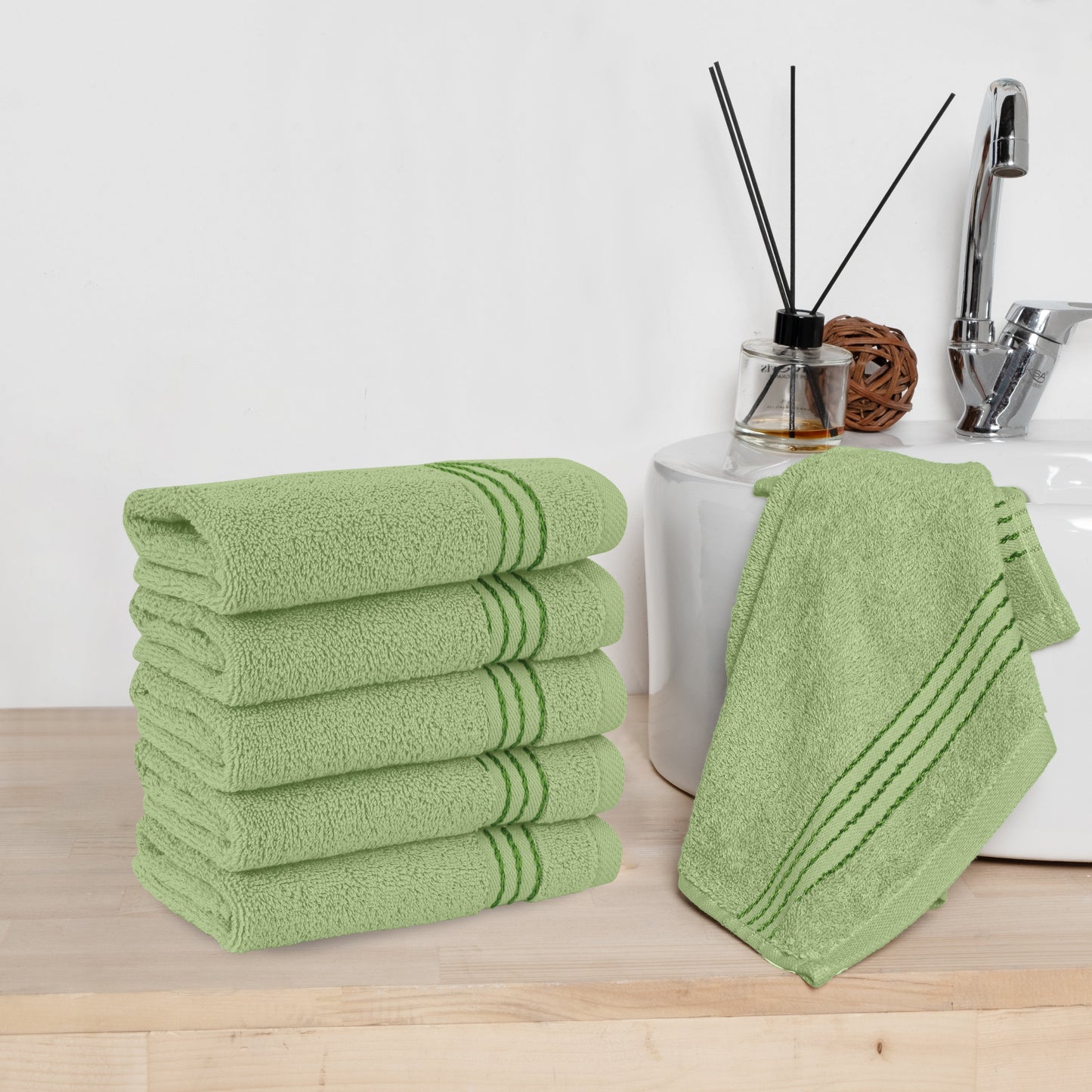 Mocassi 6 Pack Premium Turkish Cotton Washcloths Set, 13 x 13 inch