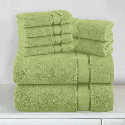 Mocassi 8-Piece Turkish Cotton Towel Set, 4 Washcloths, 2 Hand Towels and 2 Bath Towels