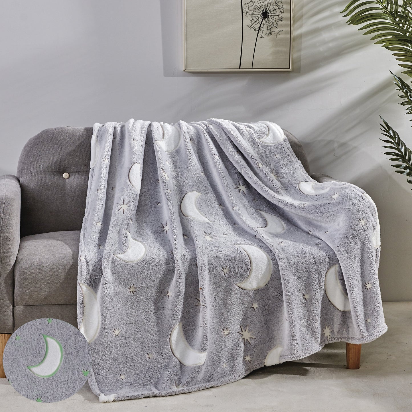 Mocassi Glow In the Dark 50" x 60" Throw Blanket - Velvety Feel, 50 X 60 inches